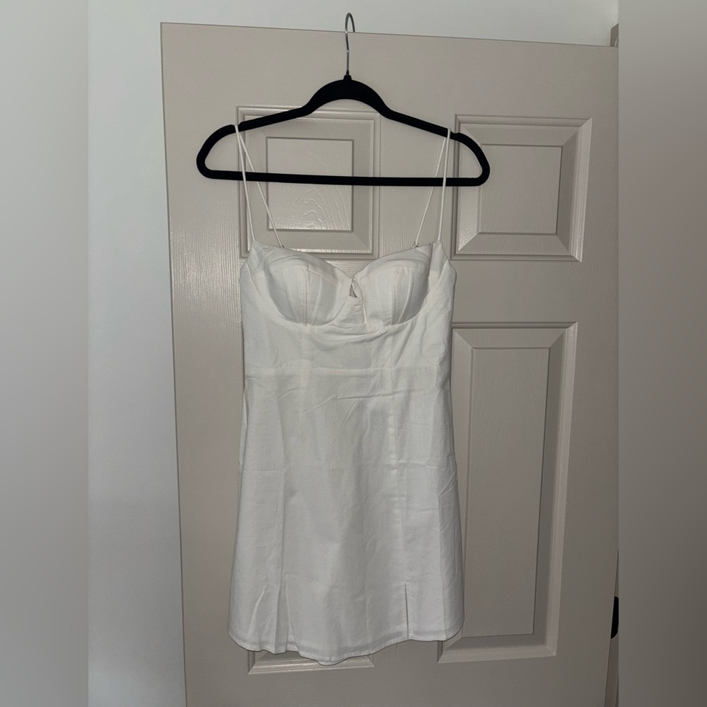 Selfie Leslie White Strapless Bustier Mini Dress